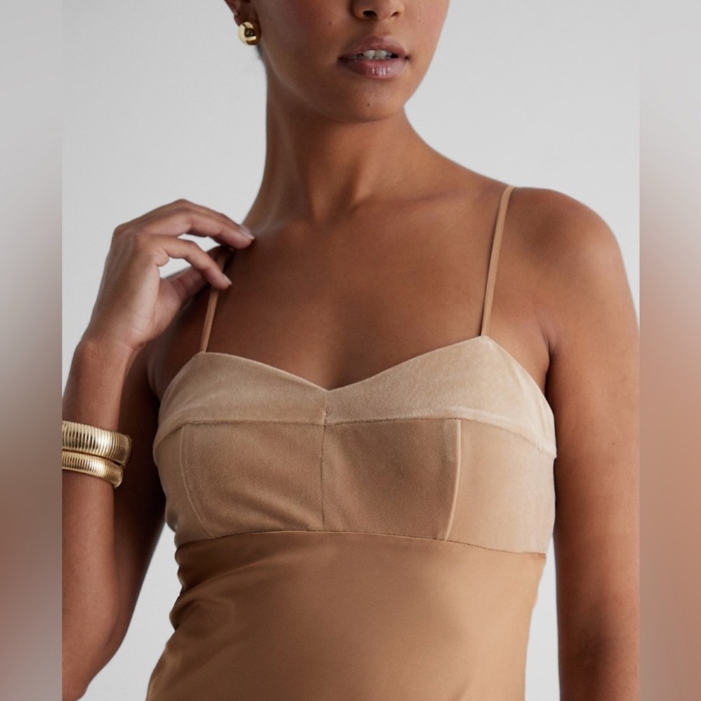NWT Express Strapless Satin Dress in Brown